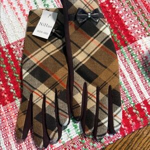 Plaid Brown Women's Gloves